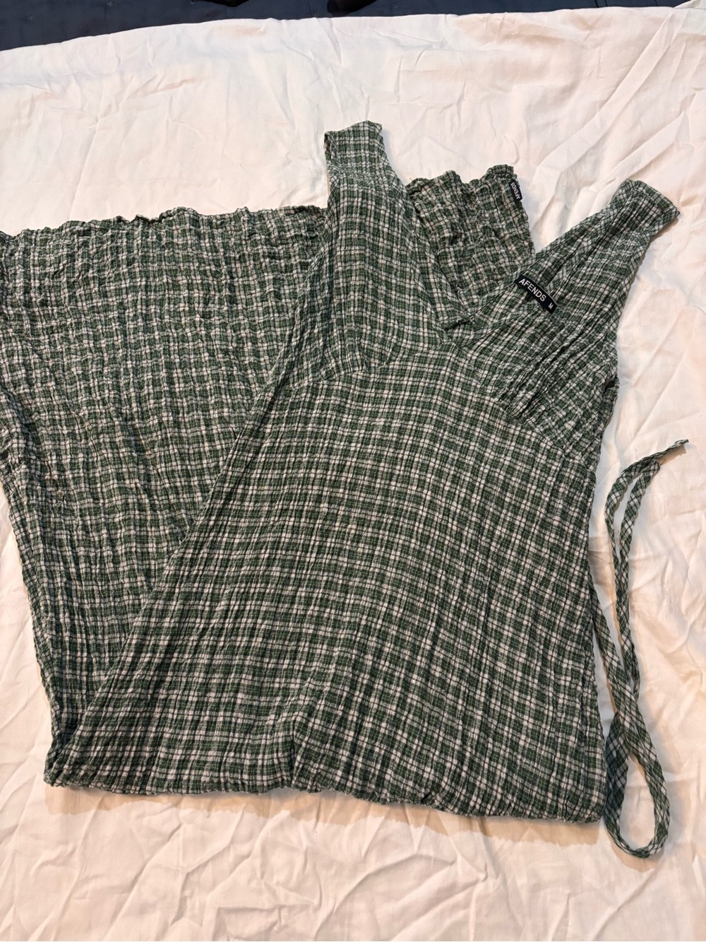 Afends Green Gingham Belted Maxi